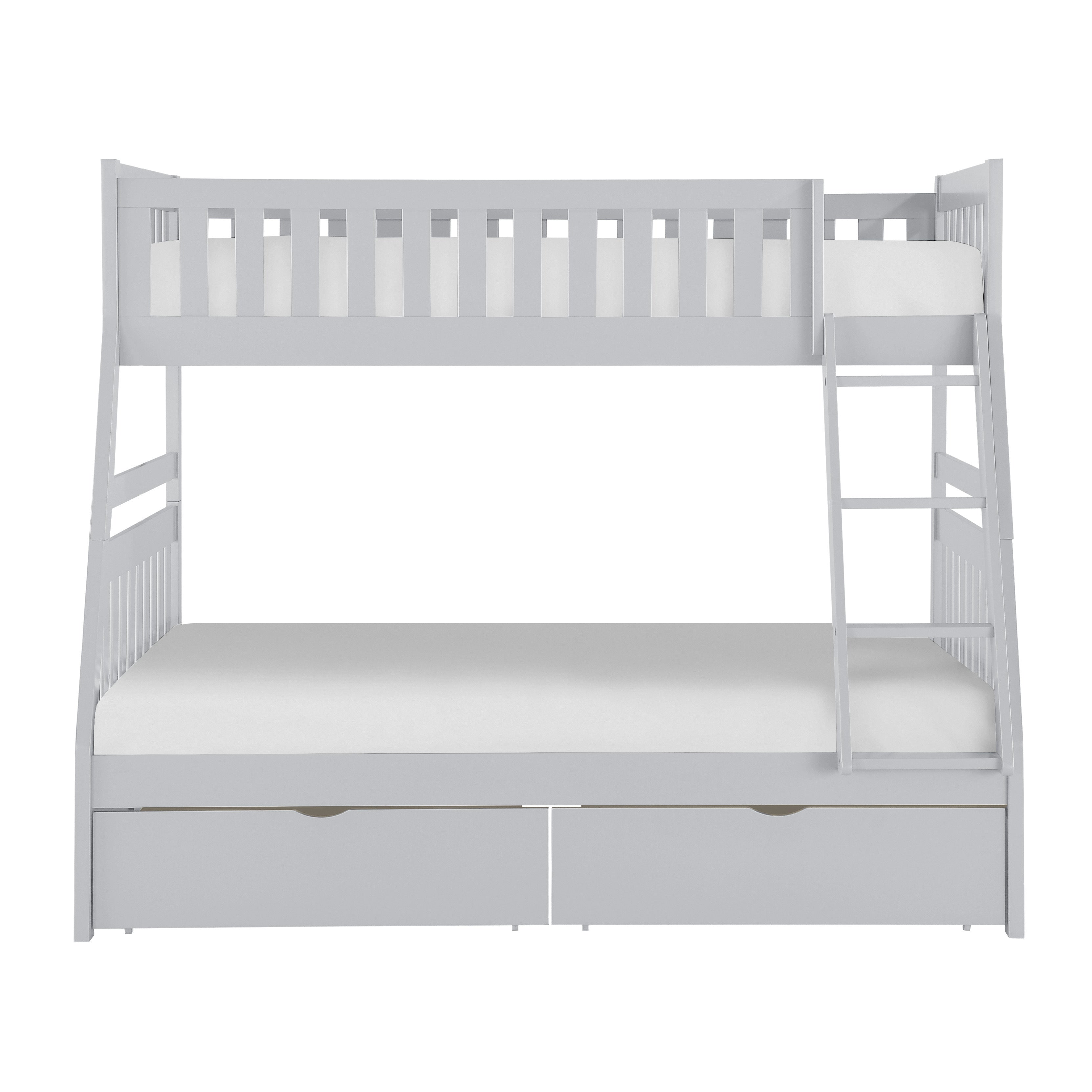 Orion Gray Twin/Full Bunk Bed with Storage Boxes - SET | B2063TF-1 | B2063TF-2 | B2063TF-SL | B2063-T - Bien Home Furniture &amp; Electronics