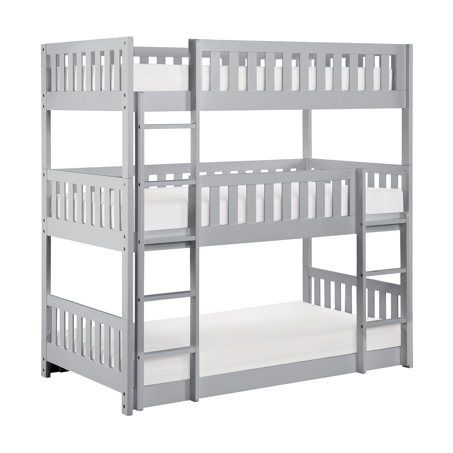 Orion Gray Twin Triple Bunk Bed - SET | B2063TTT-1 | B2063TTT-2 | B2063TTT-SL - Bien Home Furniture & Electronics
