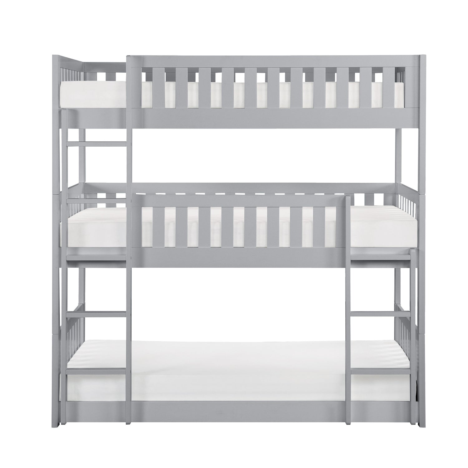 Orion Gray Twin Triple Bunk Bed - SET | B2063TTT-1 | B2063TTT-2 | B2063TTT-SL - Bien Home Furniture & Electronics