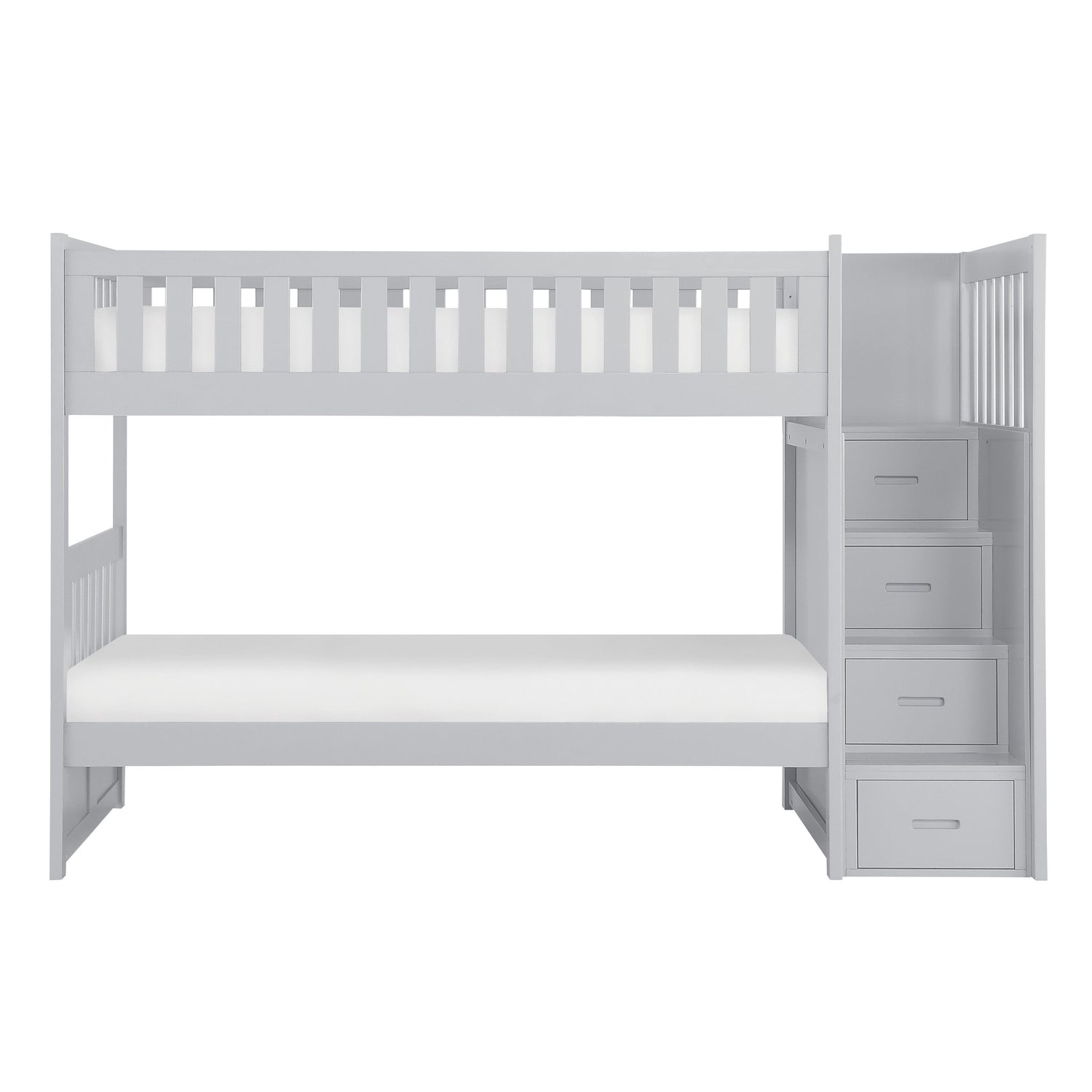 Orion Gray Twin/Twin Step Bunk Bed - SET | B2063SB-1 | B2063SB-2 | B2063SB-3 | B2063SB-SL - Bien Home Furniture & Electronics
