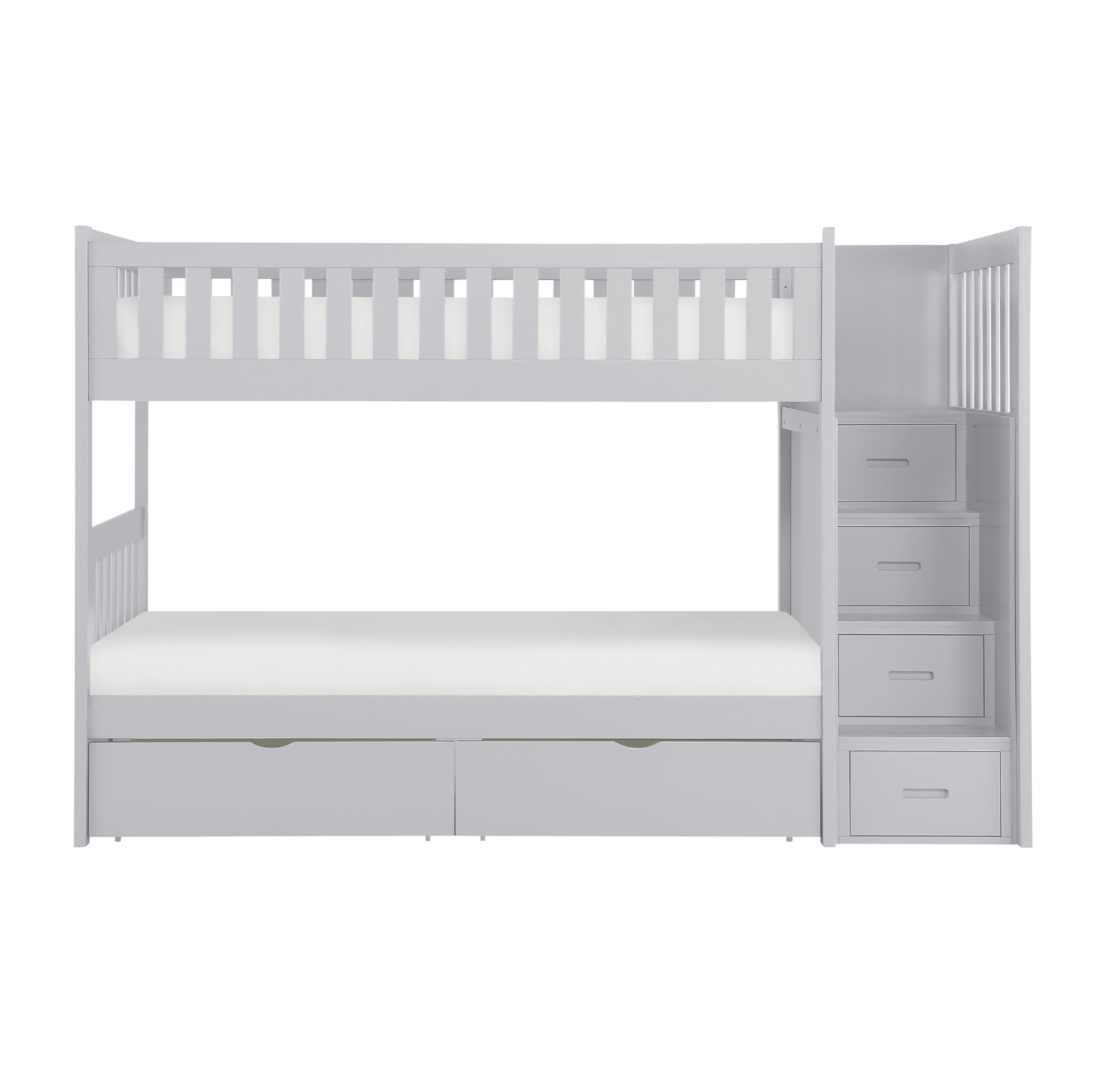 Orion Gray Twin/Twin Step Bunk Bed with Storage Boxes - SET | B2063SB-1 | B2063SB-2 | B2063SB-3 | B2063SB-SL | B2063-T - Bien Home Furniture & Electronics