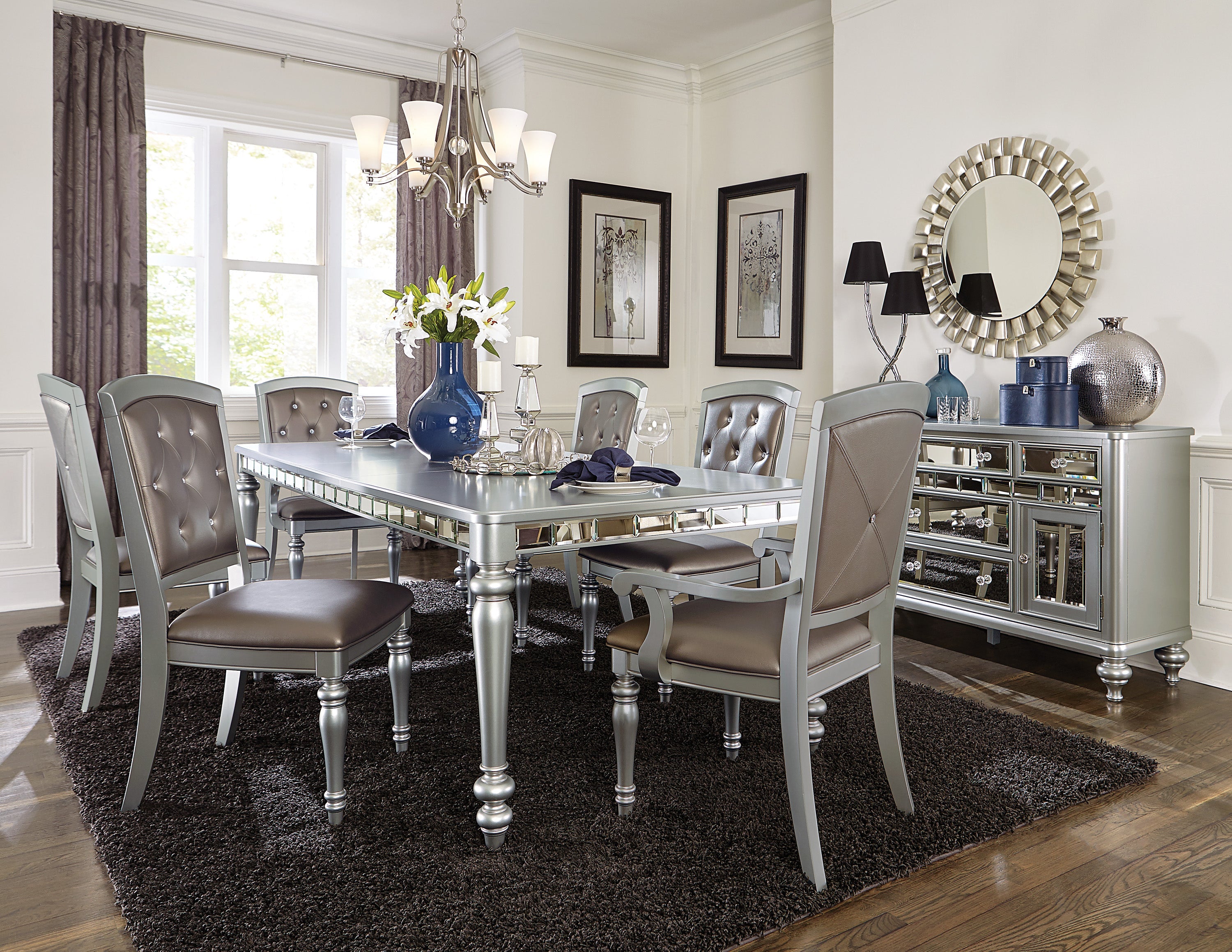 Orsina Silver Arm Chair, Set of 2 - 5477NA - Bien Home Furniture & Electronics