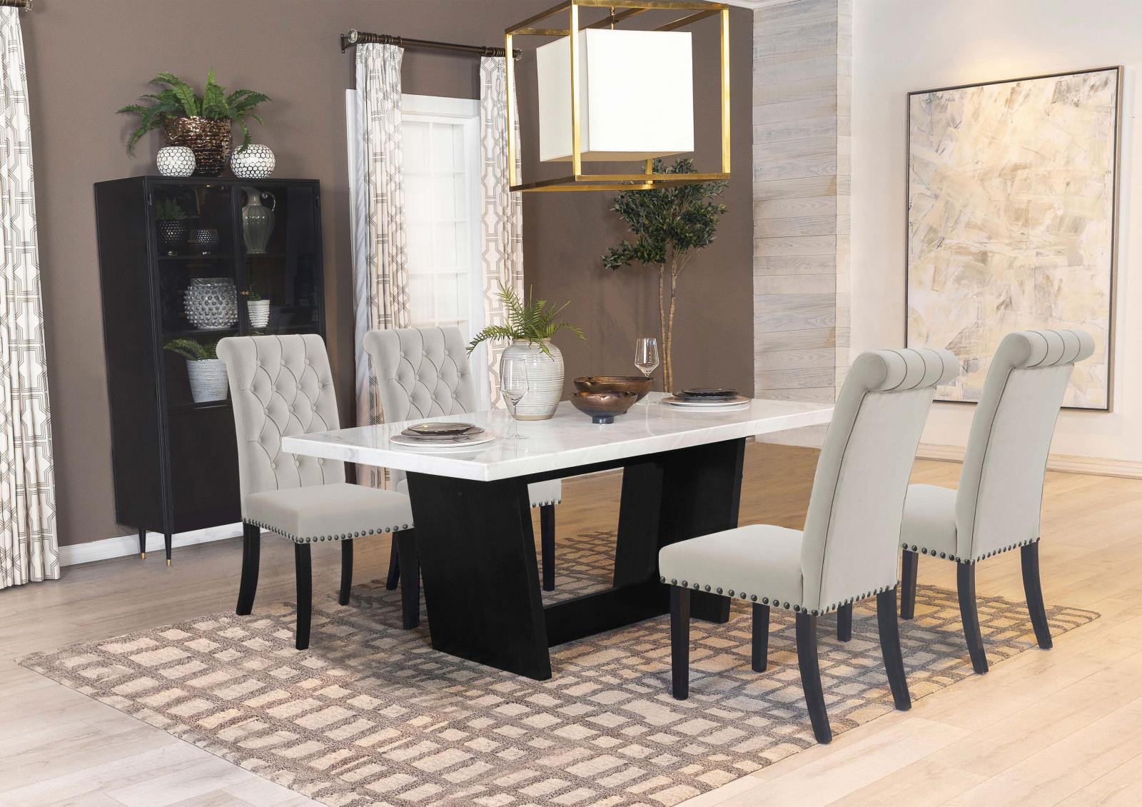 Osborne 5-Piece Rectangular Marble Top Dining Set Sand/White - 115511-S5S - Bien Home Furniture & Electronics