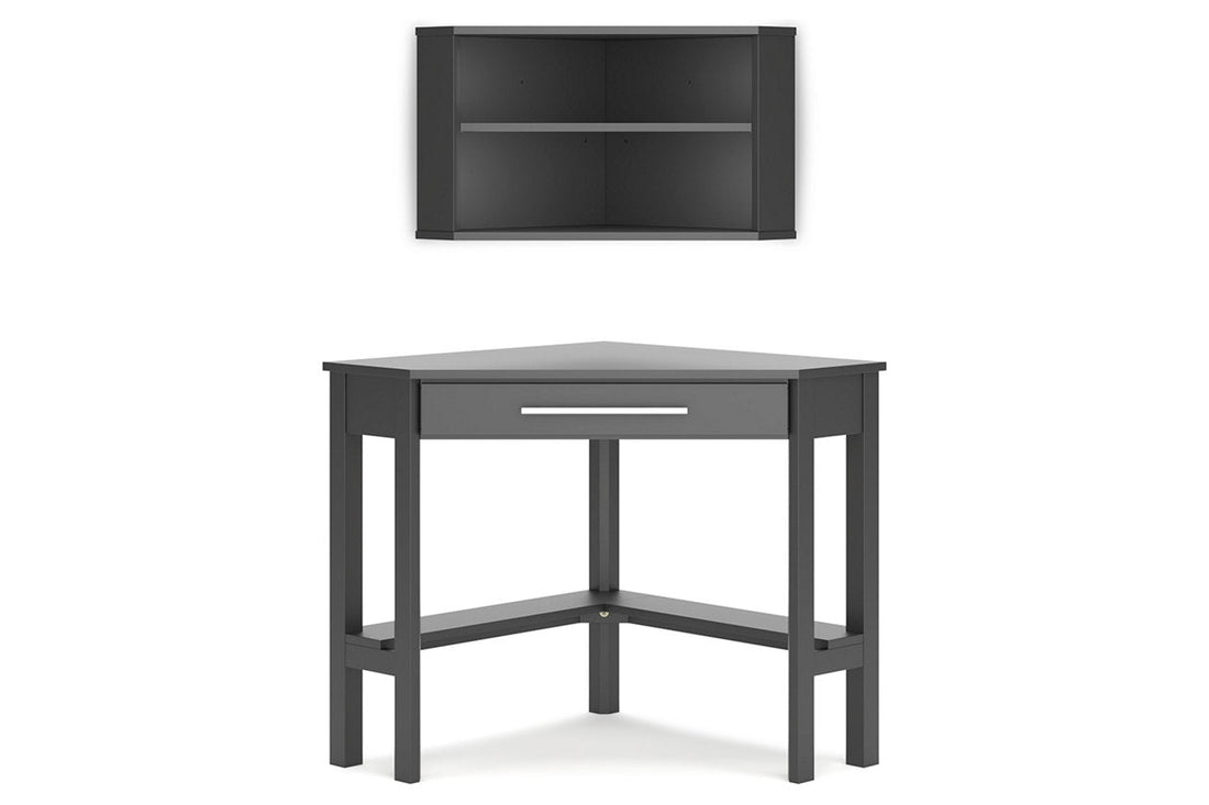 Otaska Black Home Office Corner Desk with Bookcase - SET | H206-22 | H206-22H - Bien Home Furniture &amp; Electronics