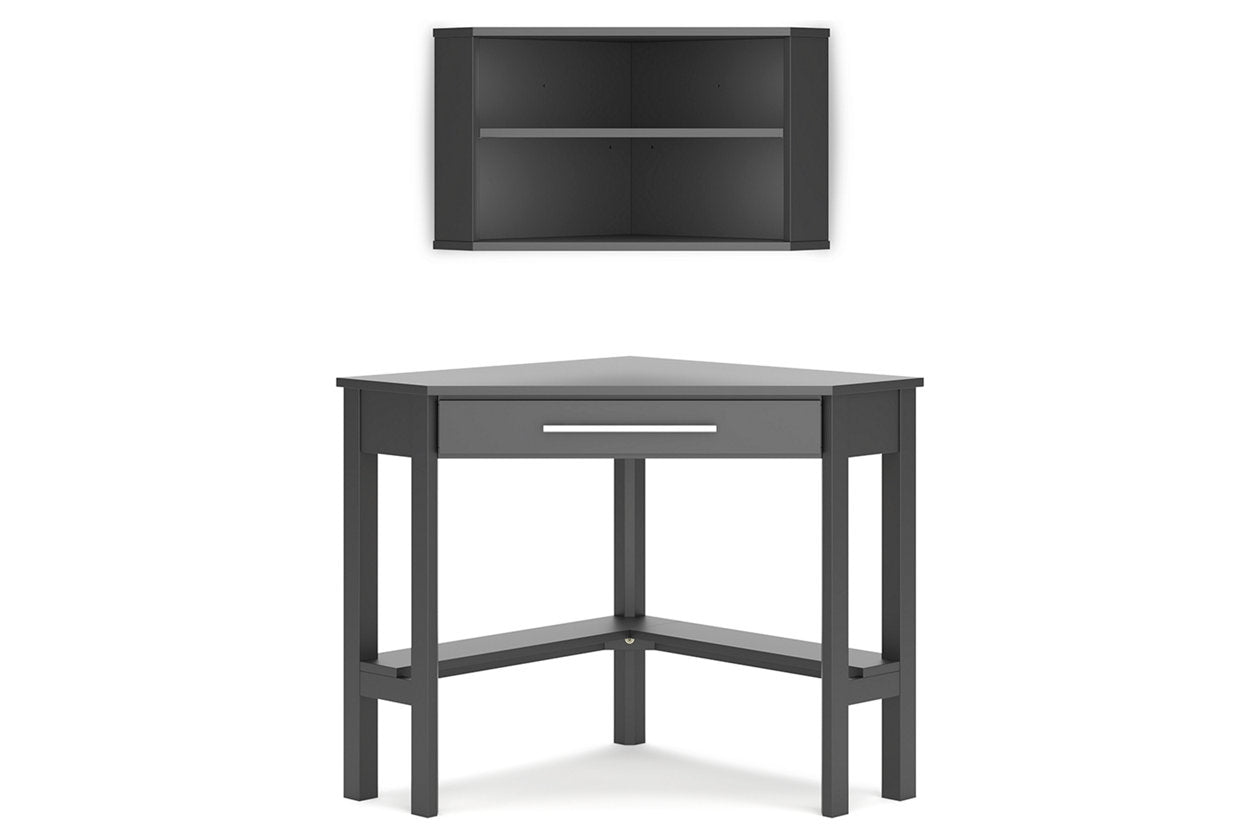 Otaska Black Home Office Corner Desk with Bookcase - SET | H206-22 | H206-22H - Bien Home Furniture &amp; Electronics