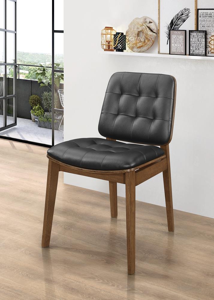 Otterson Natural Walnut/Black Tufted Back Side Chairs, Set of 2 - 106596 - Bien Home Furniture & Electronics