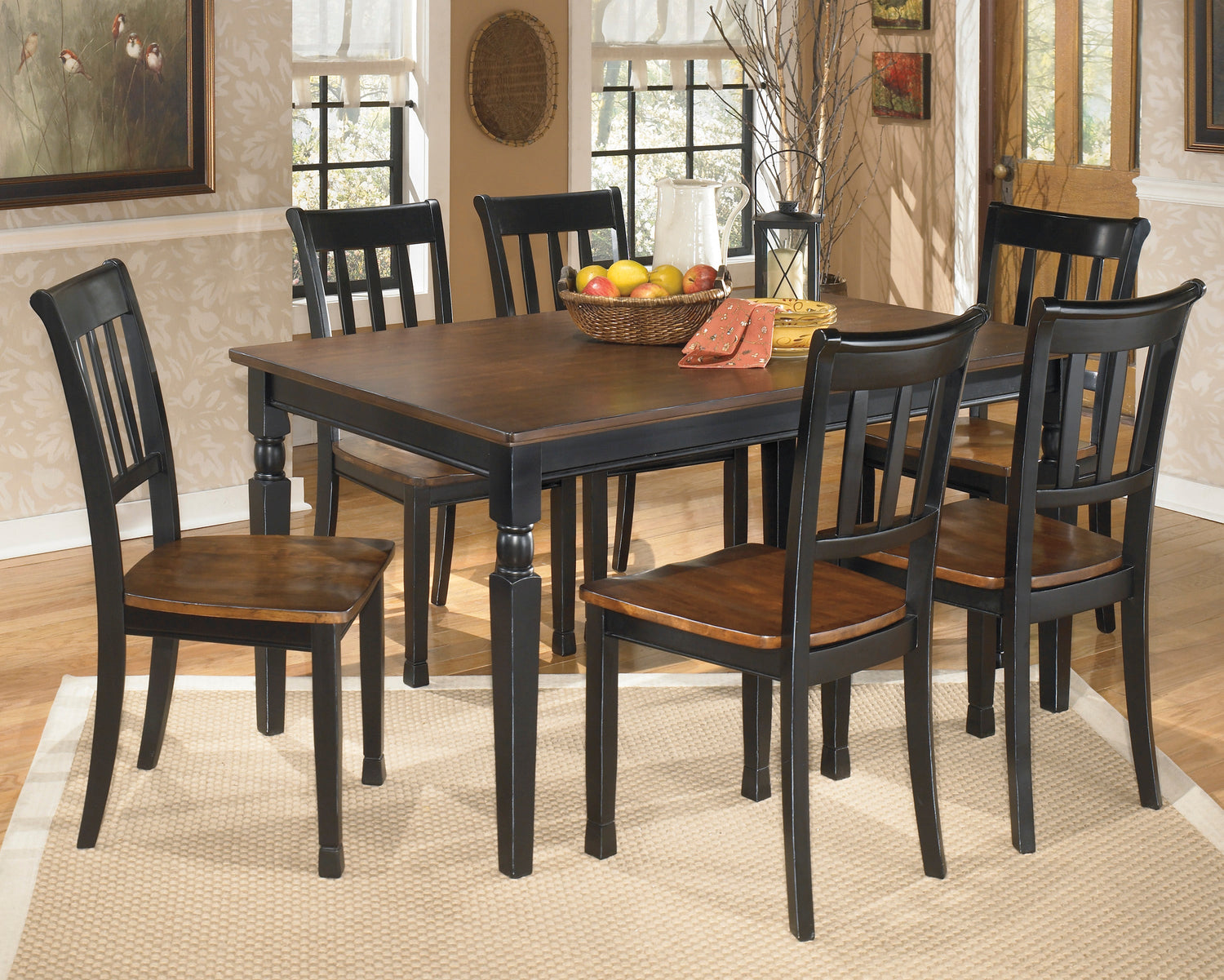 Owingsville Black/Brown Rectangular Dining Set - SET | D580-25 | D580-02(2) - Bien Home Furniture & Electronics