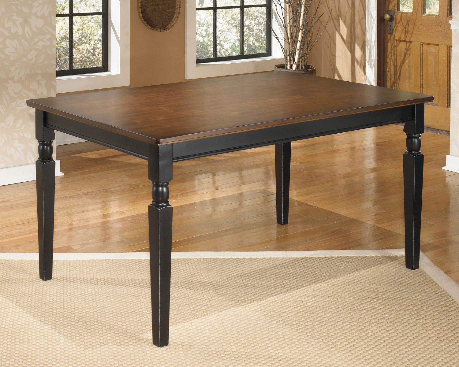 Owingsville Black/Brown Rectangular Dining Set - SET | D580-25 | D580-02(2) - Bien Home Furniture & Electronics