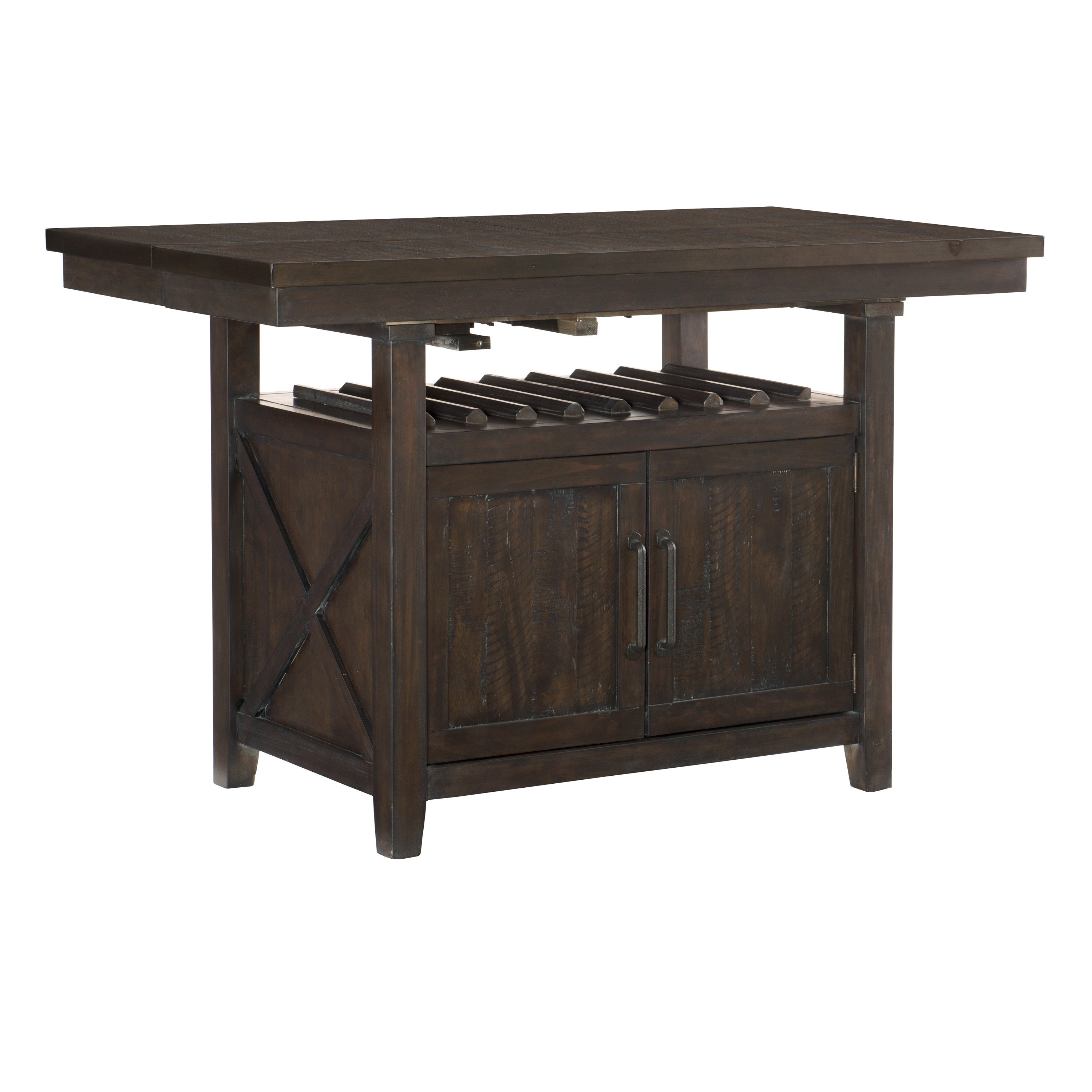 Oxton Dark Cherry/Fabric Extendable Counter Height Set - SET | 5655-36 | 5655-36B | 5655-24FA(4) - Bien Home Furniture & Electronics