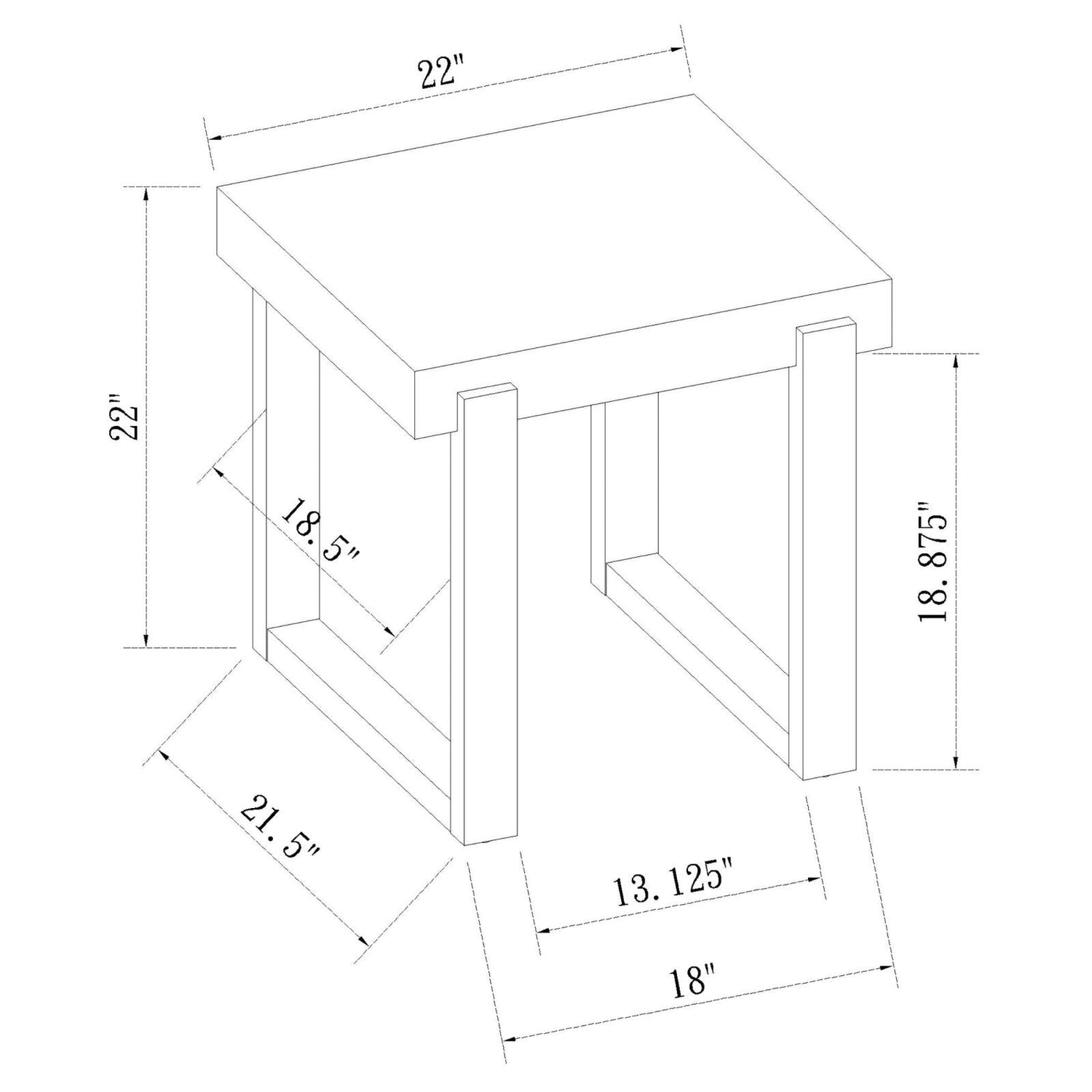 Pala Rectangular End Table with Sled Base White High Gloss/Natural - 753397 - Bien Home Furniture & Electronics