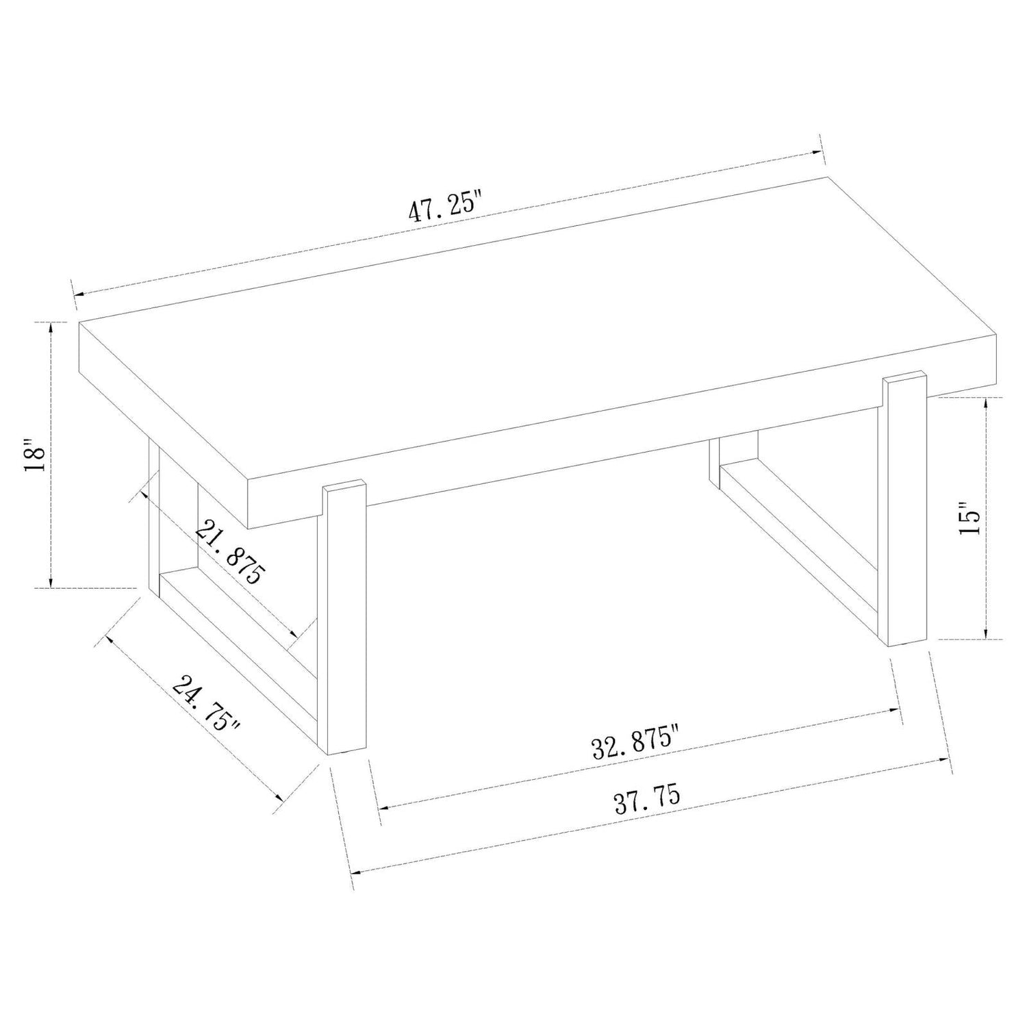 Pala White High Gloss/Natural Rectangular Coffee Table with Sled Base - 753398 - Bien Home Furniture & Electronics
