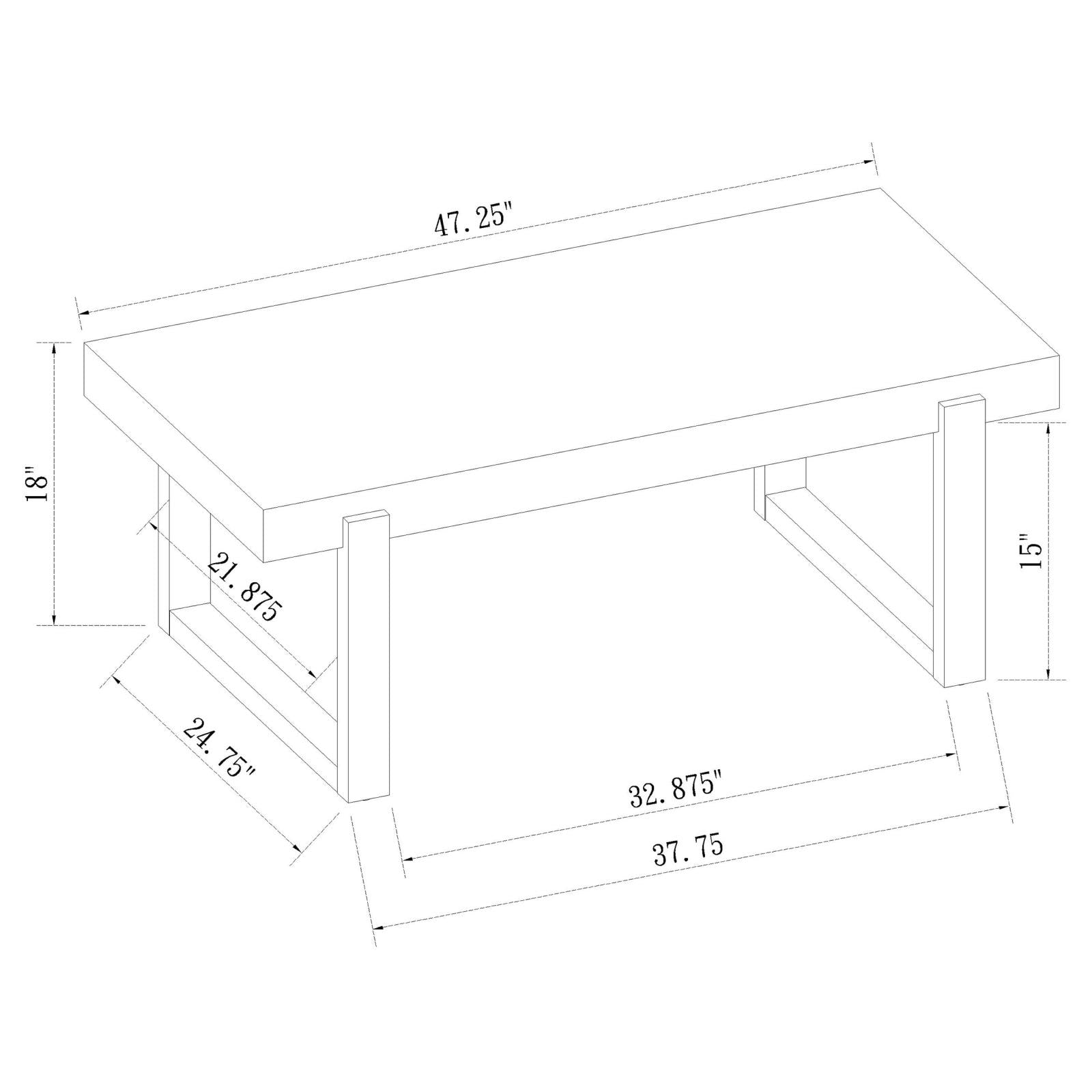 Pala White High Gloss/Natural Rectangular Coffee Table with Sled Base - 753398 - Bien Home Furniture & Electronics