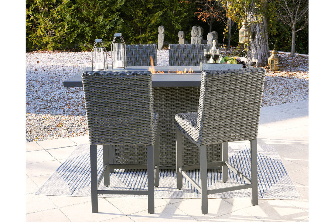 Palazzo Gray Outdoor Counter Height Dining Table with 4 Barstools - SET | P520-130(2) | P520-665 - Bien Home Furniture &amp; Electronics