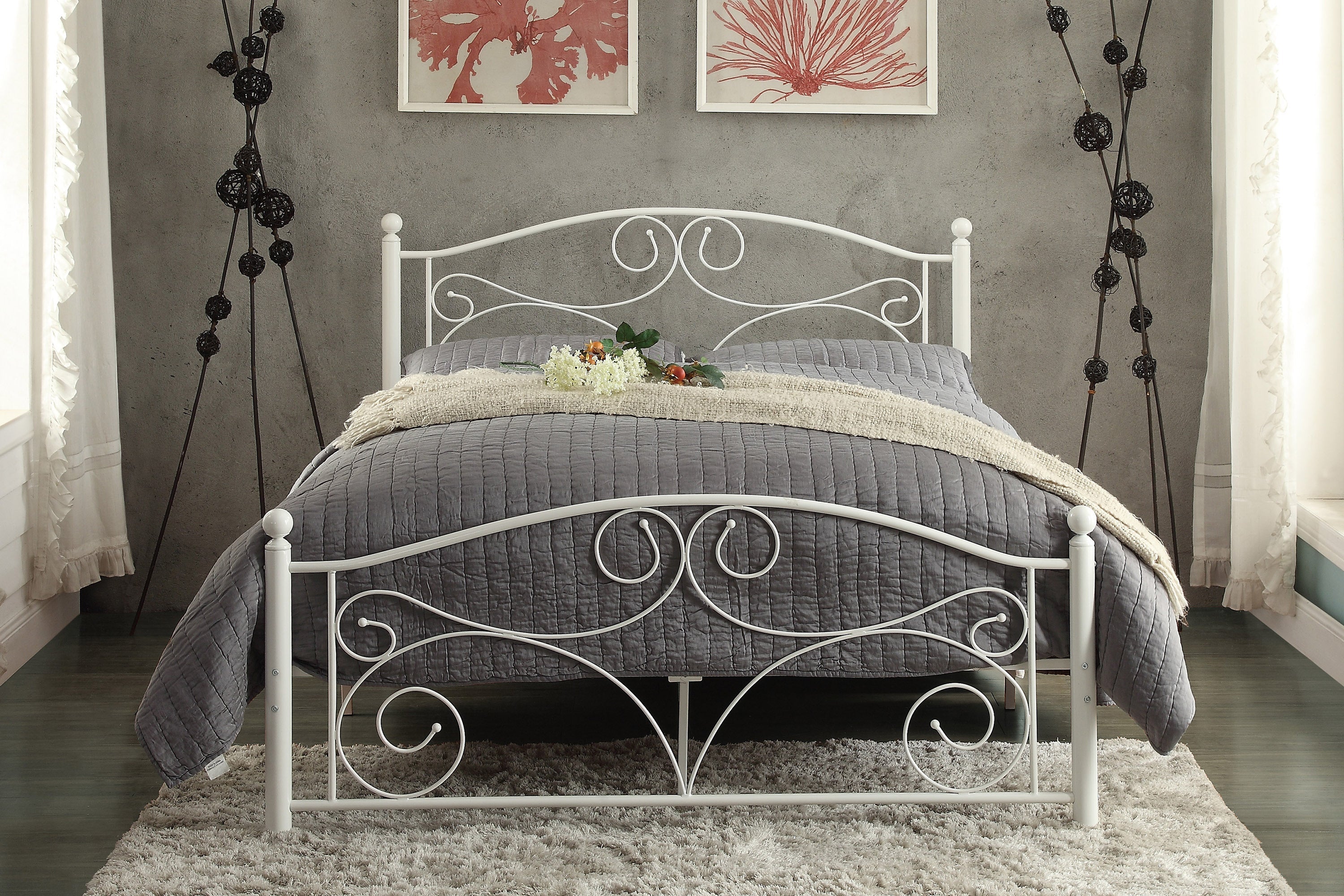 Pallina White Full Metal Platfom Bed - 2021FW-1 - Bien Home Furniture & Electronics