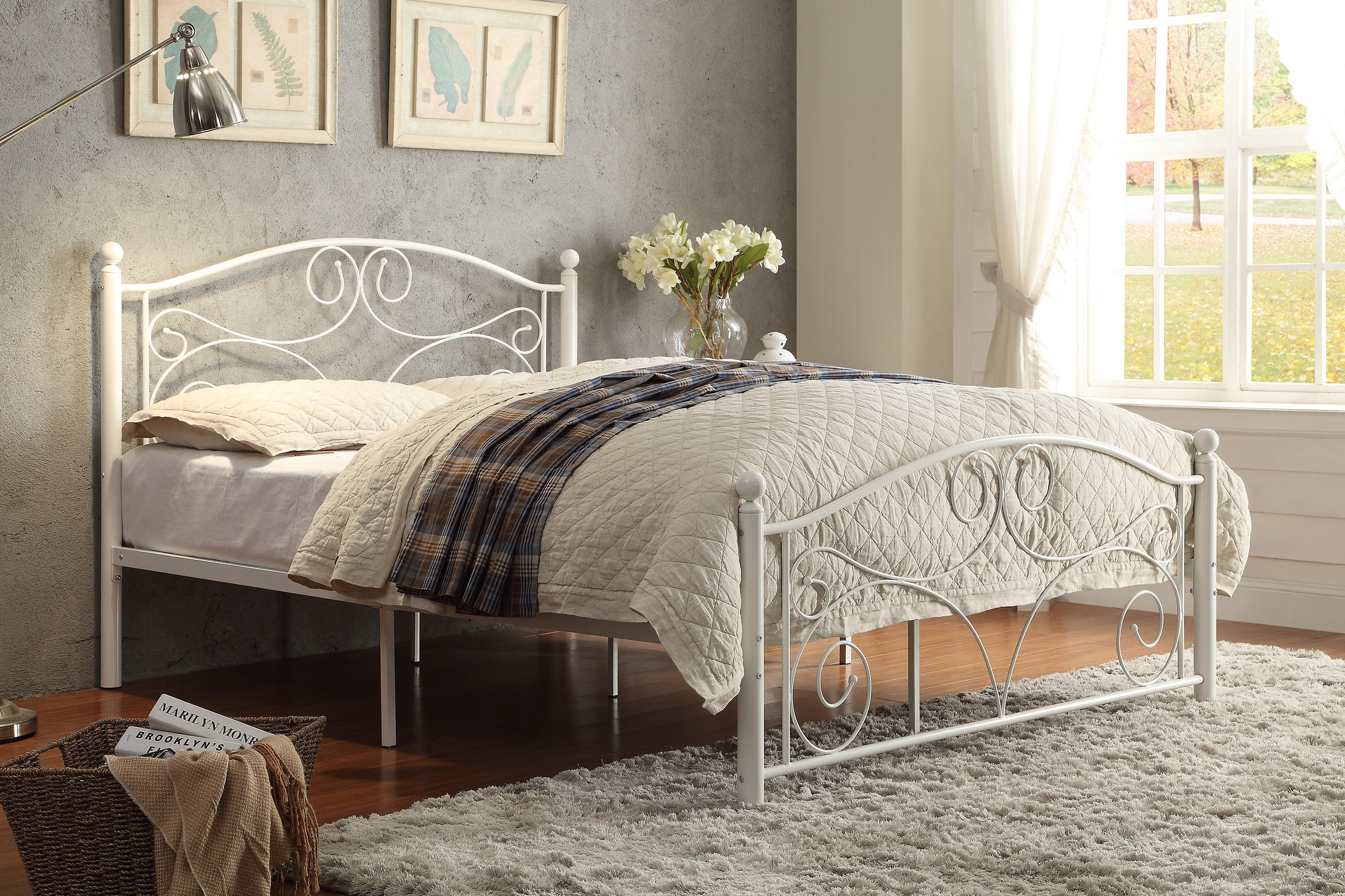 Pallina White Full Metal Platfom Bed - 2021FW-1 - Bien Home Furniture & Electronics
