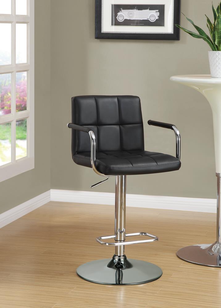Palomar Black/Chrome Adjustable Height Bar Stool - 121095 - Bien Home Furniture &amp; Electronics