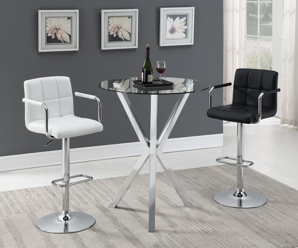 Palomar White/Chrome Adjustable Height Bar Stool - 121097 - Bien Home Furniture & Electronics