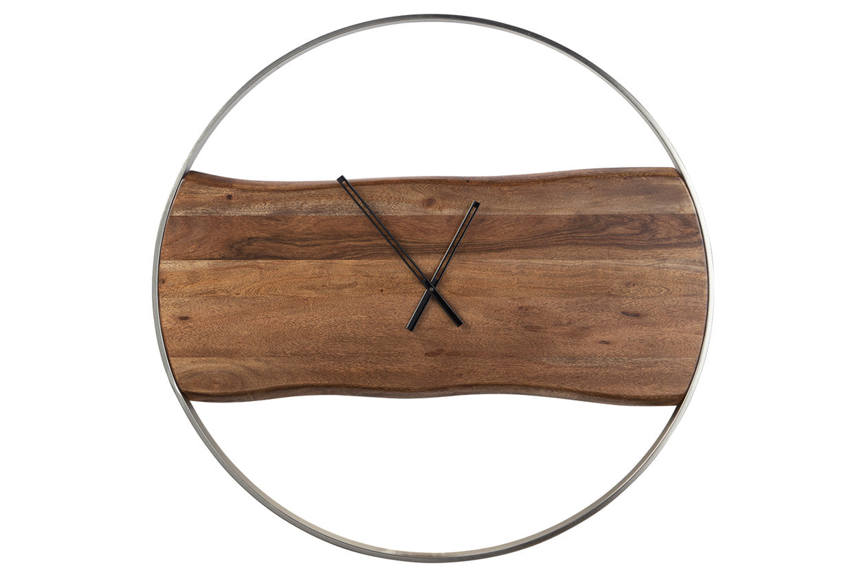 Panchali Brown/Silver Finish Wall Clock - A8010198 - Bien Home Furniture &amp; Electronics