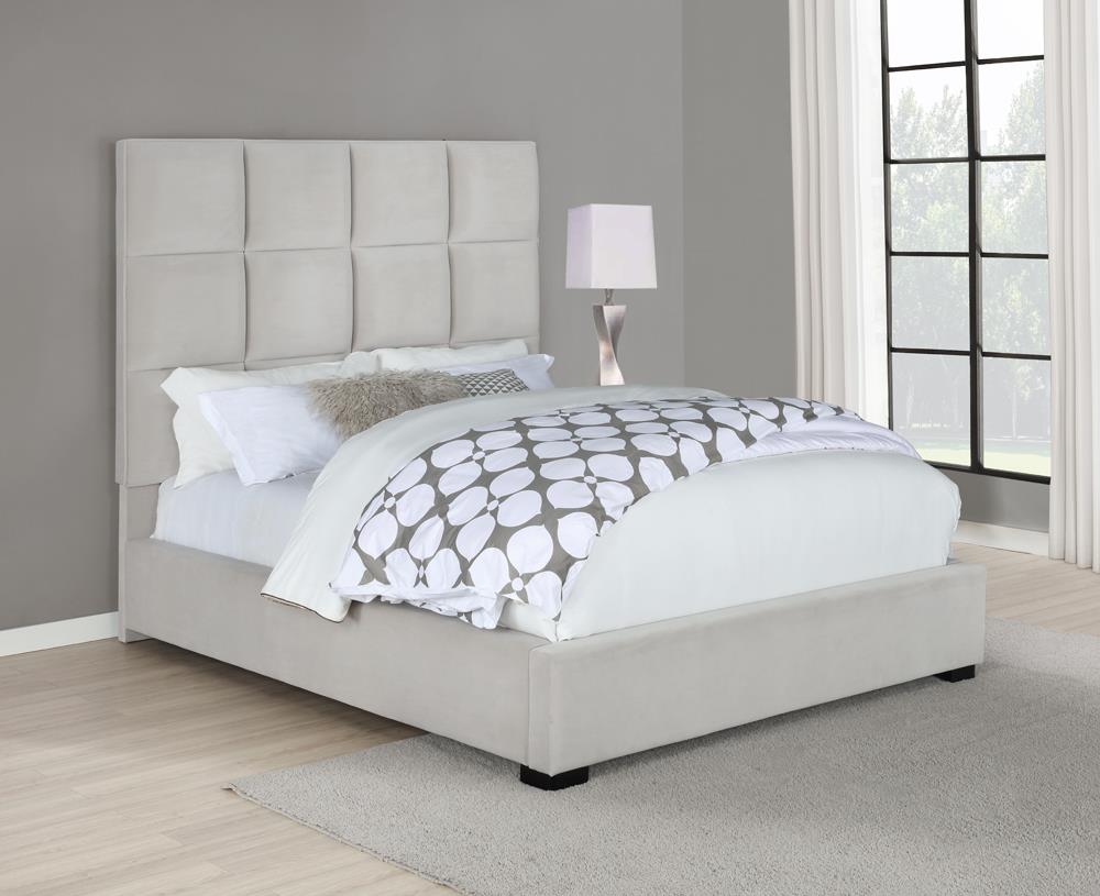 Panes Eastern King Tufted Upholstered Panel Bed Beige - 315850KE - Bien Home Furniture &amp; Electronics