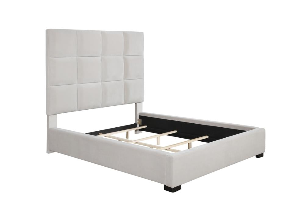 Panes Eastern King Tufted Upholstered Panel Bed Beige - 315850KE - Bien Home Furniture &amp; Electronics