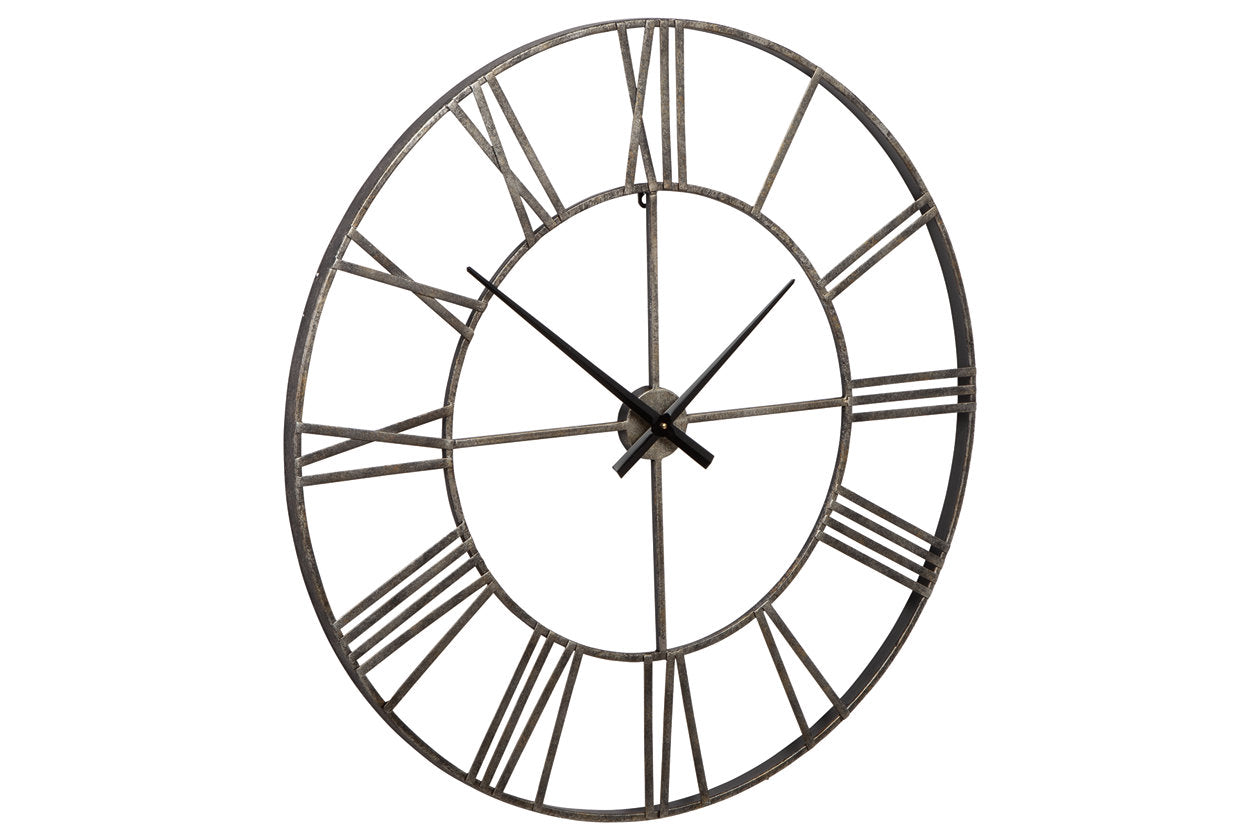 Paquita Antique Silver Wall Clock - A8010237 - Bien Home Furniture & Electronics
