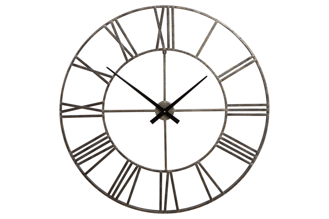 Paquita Antique Silver Wall Clock - A8010237 - Bien Home Furniture & Electronics
