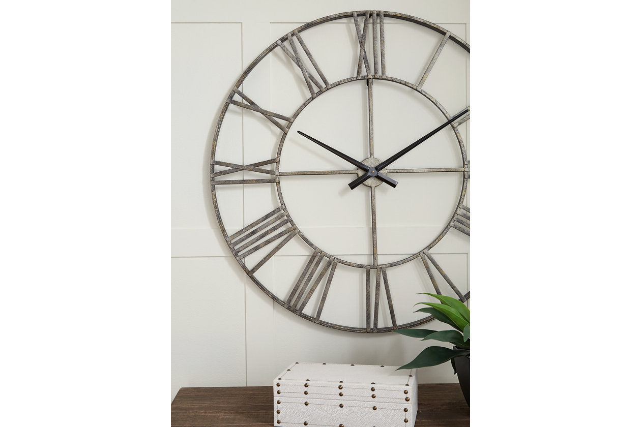 Paquita Antique Silver Wall Clock - A8010237 - Bien Home Furniture & Electronics