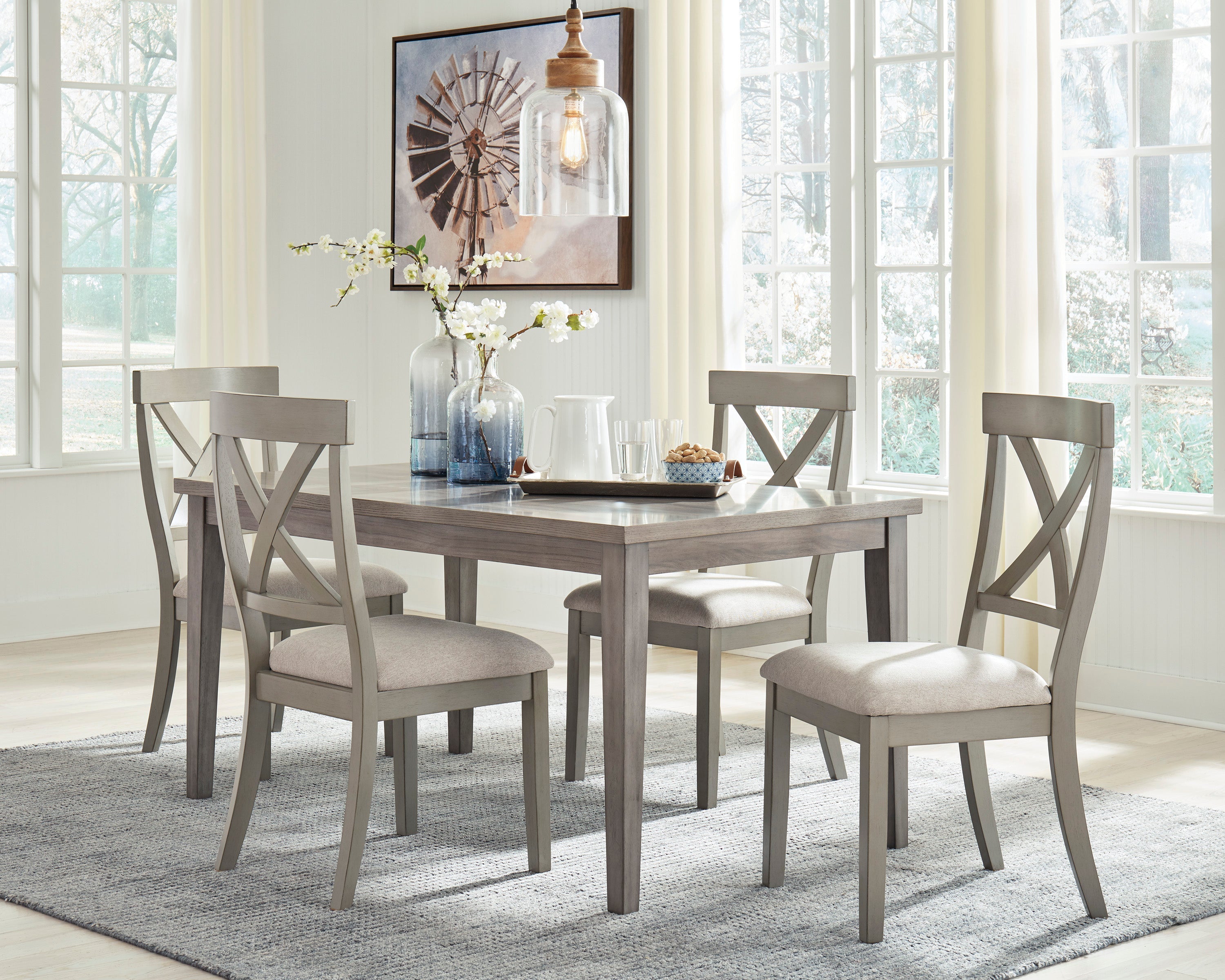 Parellen Beige/Gray Rectangular Dining Set - SET | D291-25 | D291-01(2) - Bien Home Furniture & Electronics