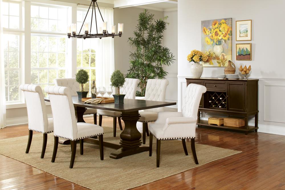 Parkins Rustic Espresso Double Pedestals Dining Table - 107411 - Bien Home Furniture & Electronics