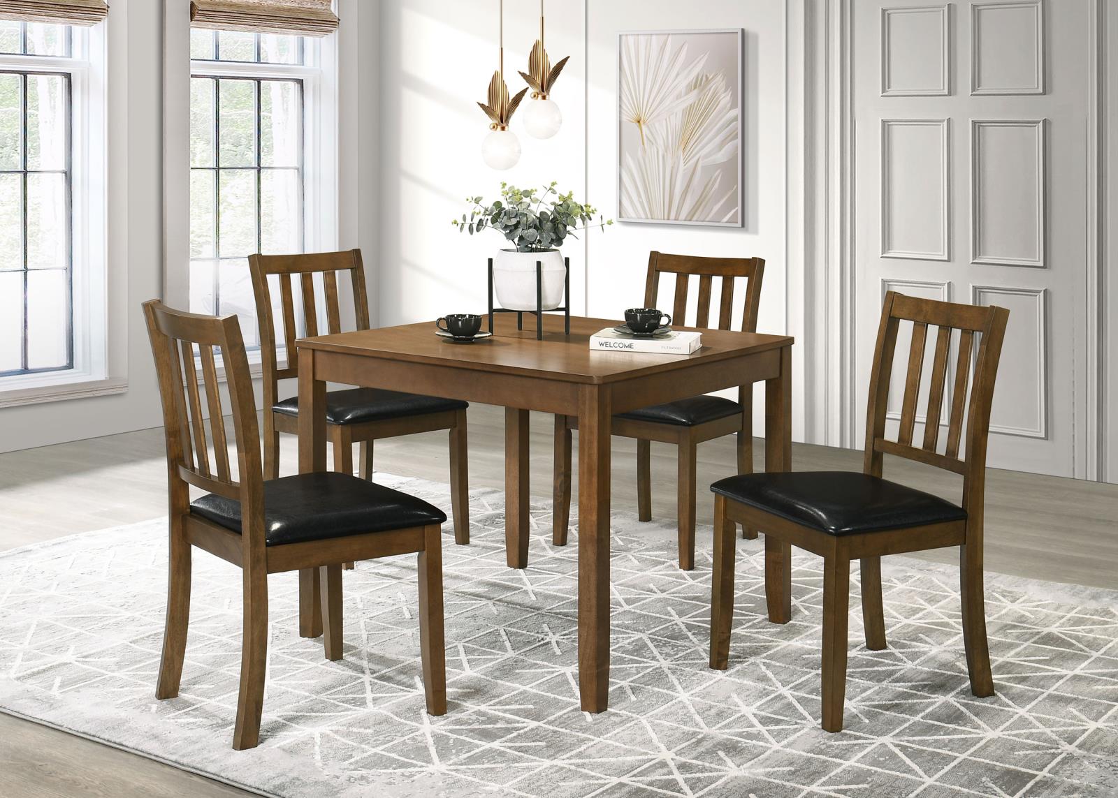 Parkwood 5-piece Dining Set with Square Table and Slat Back Side Chairs Honey Brown and Black - 150400 - Bien Home Furniture & Electronics