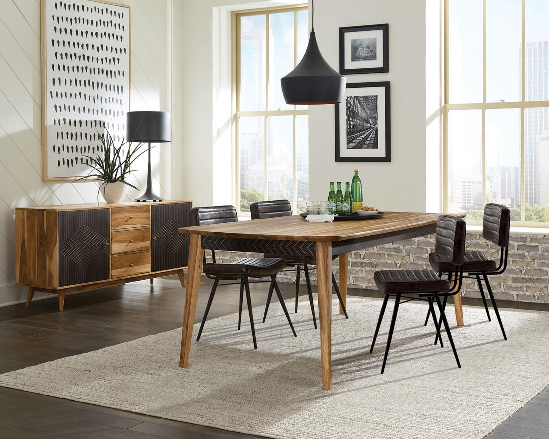 Partridge 5-piece Rectangular Dining Set Natural Sheesham and Espresso - 110571-S5E - Bien Home Furniture & Electronics