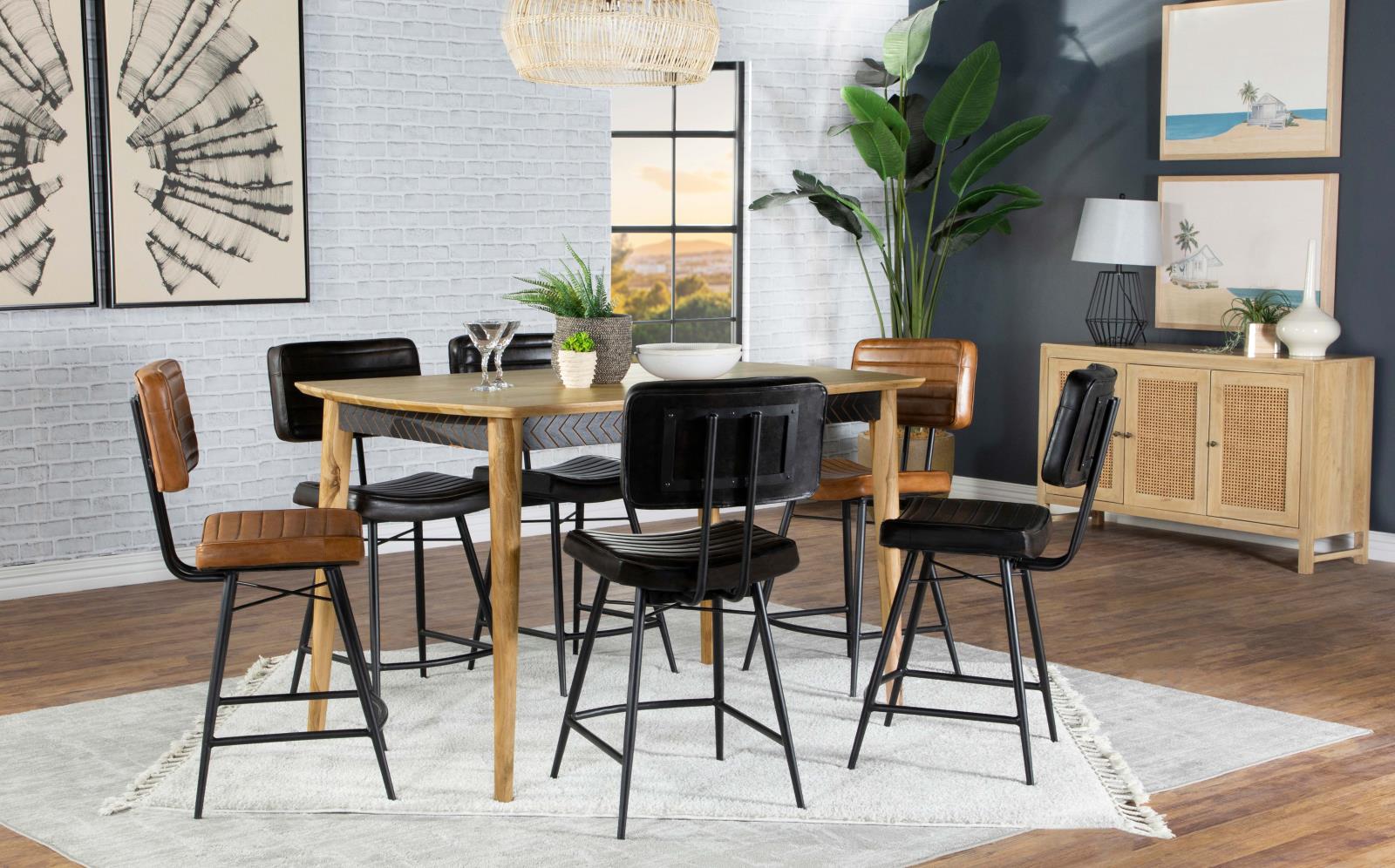 Partridge Upholstered Counter Height Stools with Footrest, Set of 2 - 110659 - Bien Home Furniture & Electronics