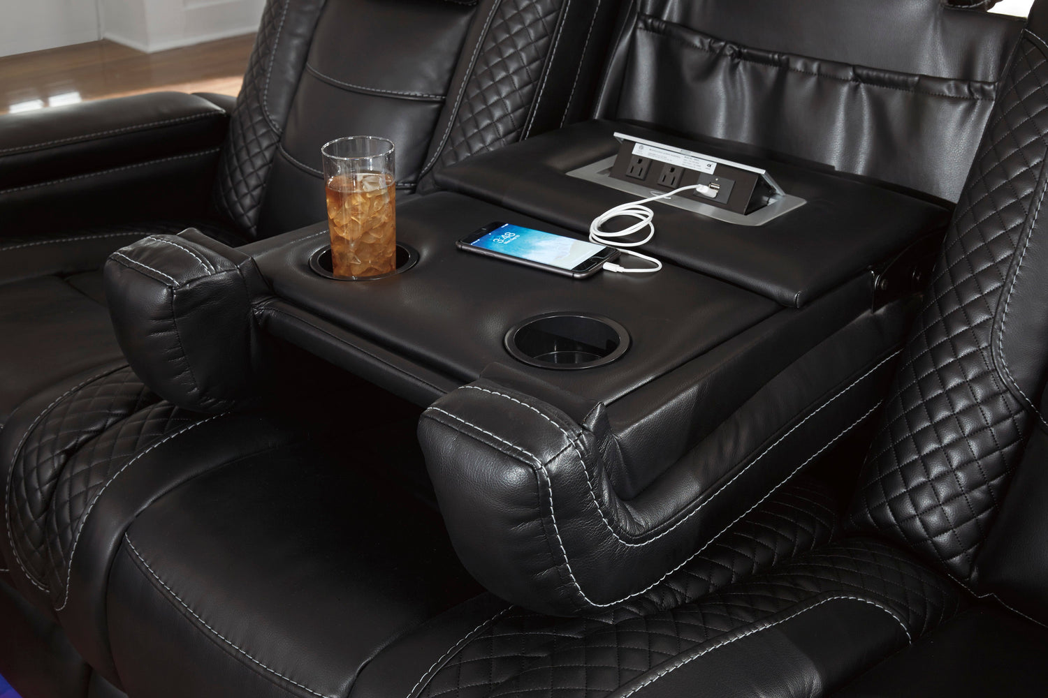Party Time Midnight Power Reclining Living Room Set - SET | 3700315 | 3700318 | 3700313 - Bien Home Furniture & Electronics