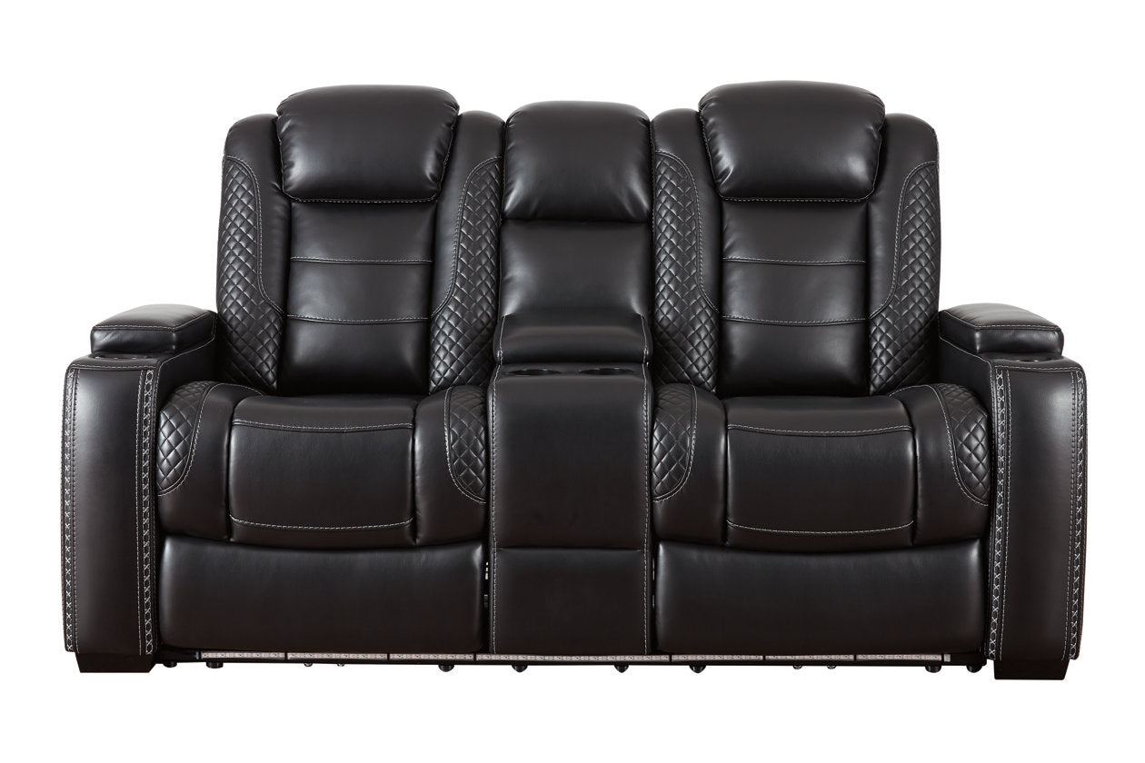 Party Time Midnight Power Reclining Loveseat with Console - 3700318 - Bien Home Furniture &amp; Electronics