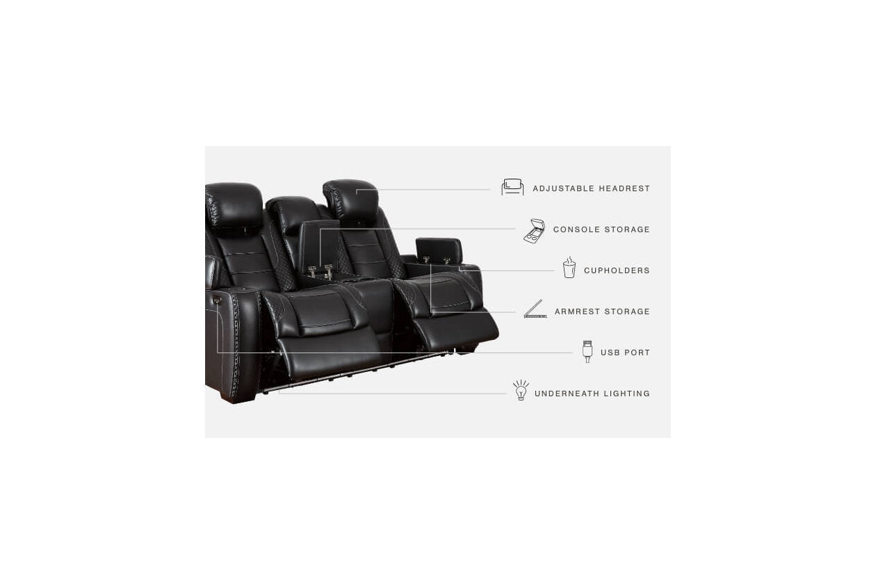 Party Time Midnight Power Reclining Loveseat with Console - 3700318 - Bien Home Furniture &amp; Electronics