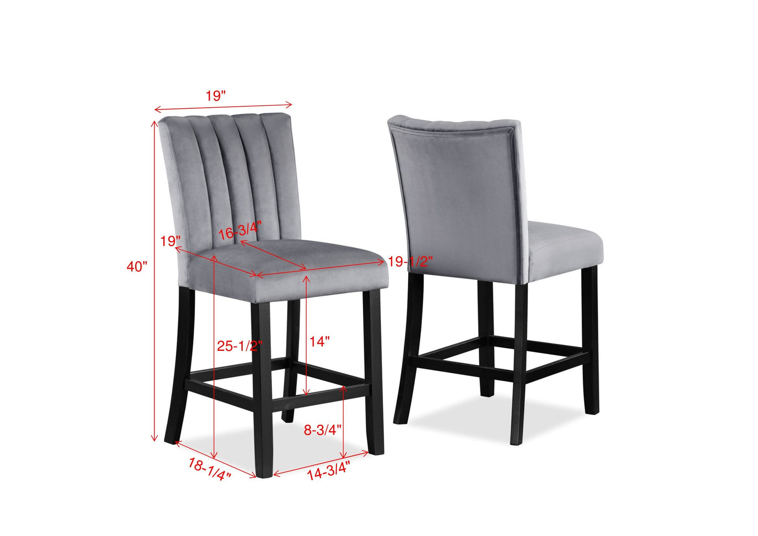 Pascal Black/Gray Square Counter Height Dining Set - SET | 2724T-4848 | 2724S-24(2) - Bien Home Furniture & Electronics