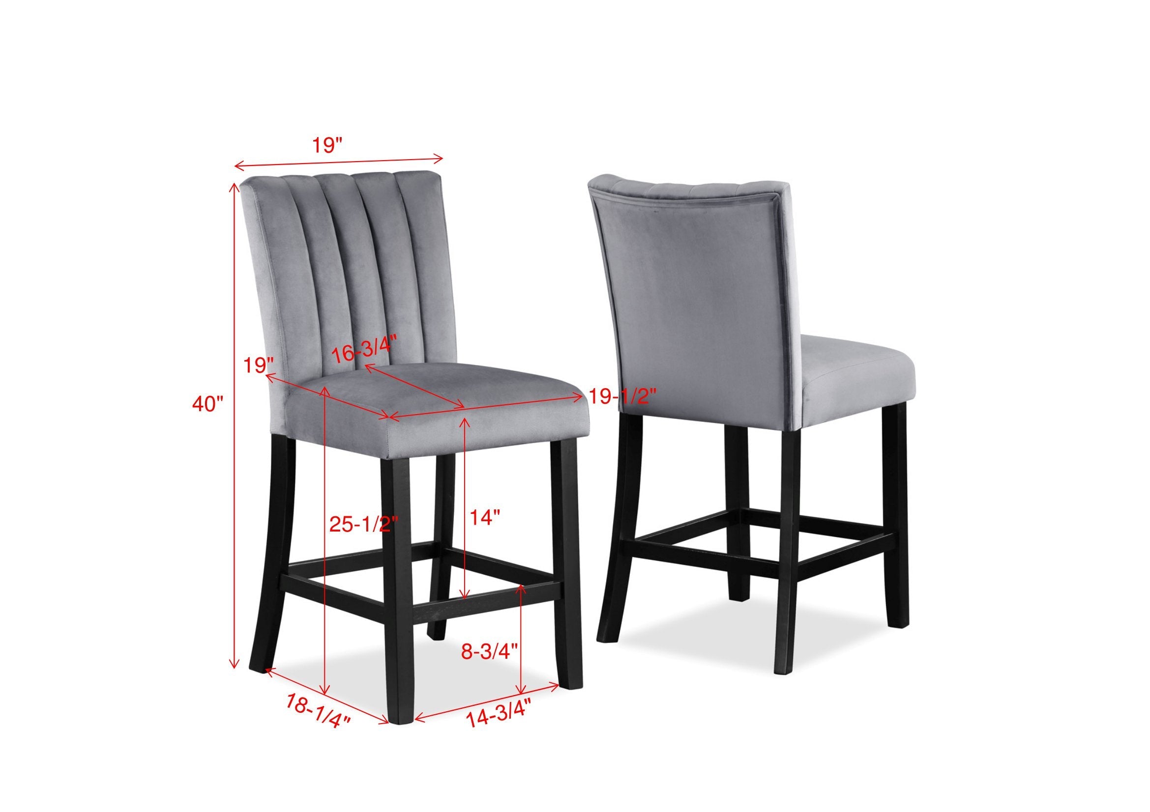 Pascal Black/Gray Square Counter Height Dining Set - SET | 2724T-4848 | 2724S-24(2) - Bien Home Furniture & Electronics