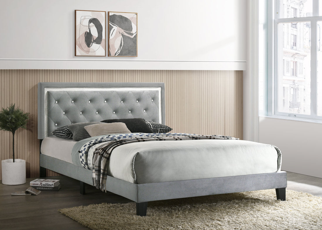 Passion Gray King Platform Bed - Passion - Grey King - Bien Home Furniture &amp; Electronics