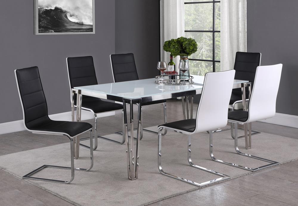 Pauline White/Chrome Rectangular Dining Table with Metal Leg - 193001 - Bien Home Furniture & Electronics