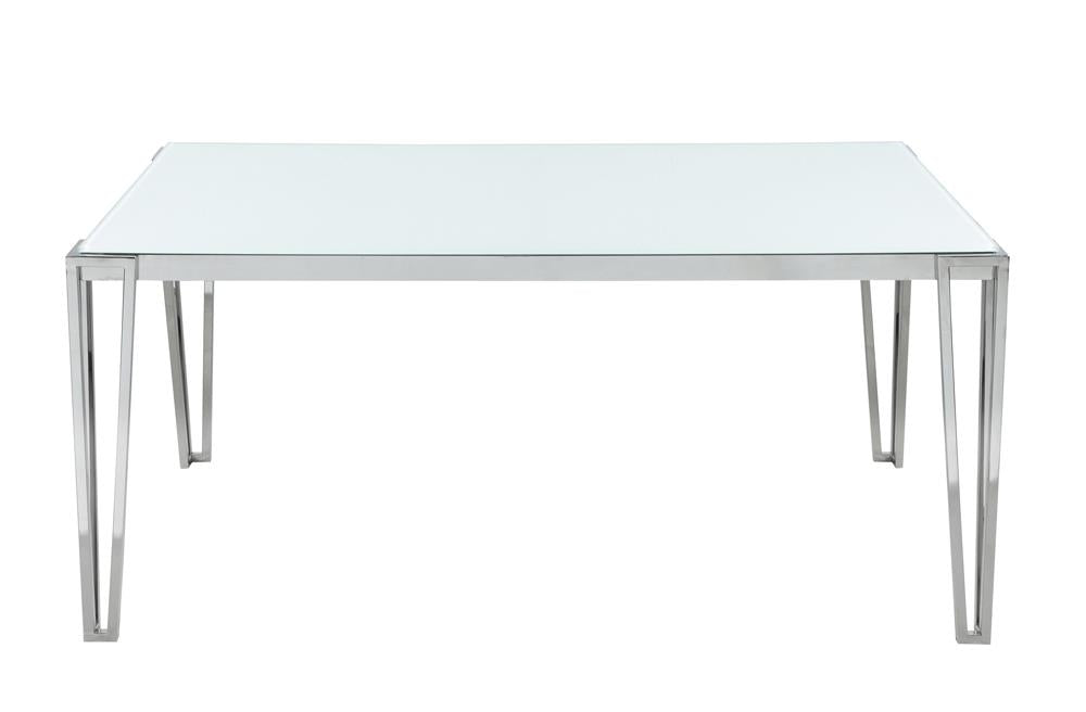 Pauline White/Chrome Rectangular Dining Table with Metal Leg - 193001 - Bien Home Furniture & Electronics