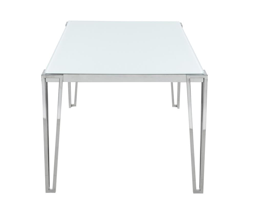 Pauline White/Chrome Rectangular Dining Table with Metal Leg - 193001 - Bien Home Furniture & Electronics