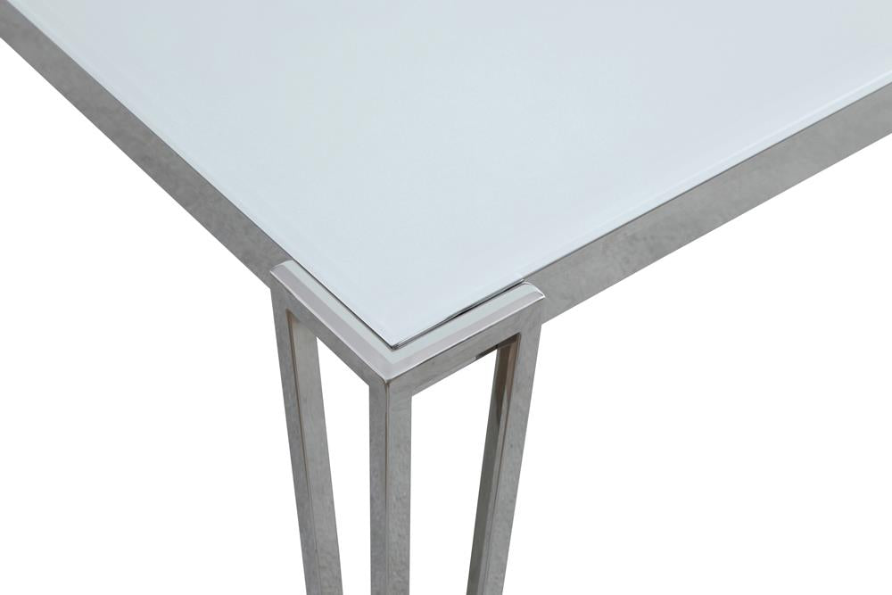 Pauline White/Chrome Rectangular Dining Table with Metal Leg - 193001 - Bien Home Furniture & Electronics