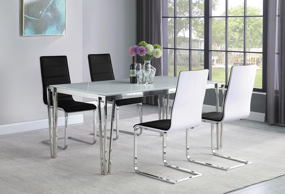 Pauline White/Chrome Rectangular Dining Table with Metal Leg - 193001 - Bien Home Furniture & Electronics