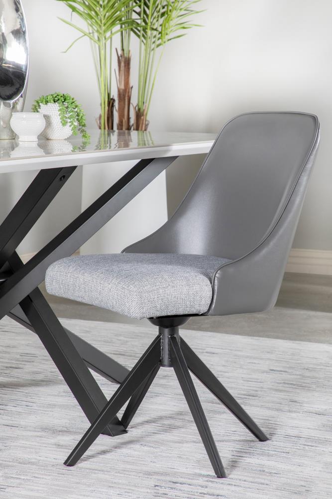 Paulita Gray/Gunmetal Upholstered Swivel Side Chairs, Set of 2 - 110712 - Bien Home Furniture &amp; Electronics