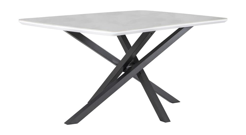 Paulita White/Gunmetal Rectangular Dining Table - 110711 - Bien Home Furniture &amp; Electronics