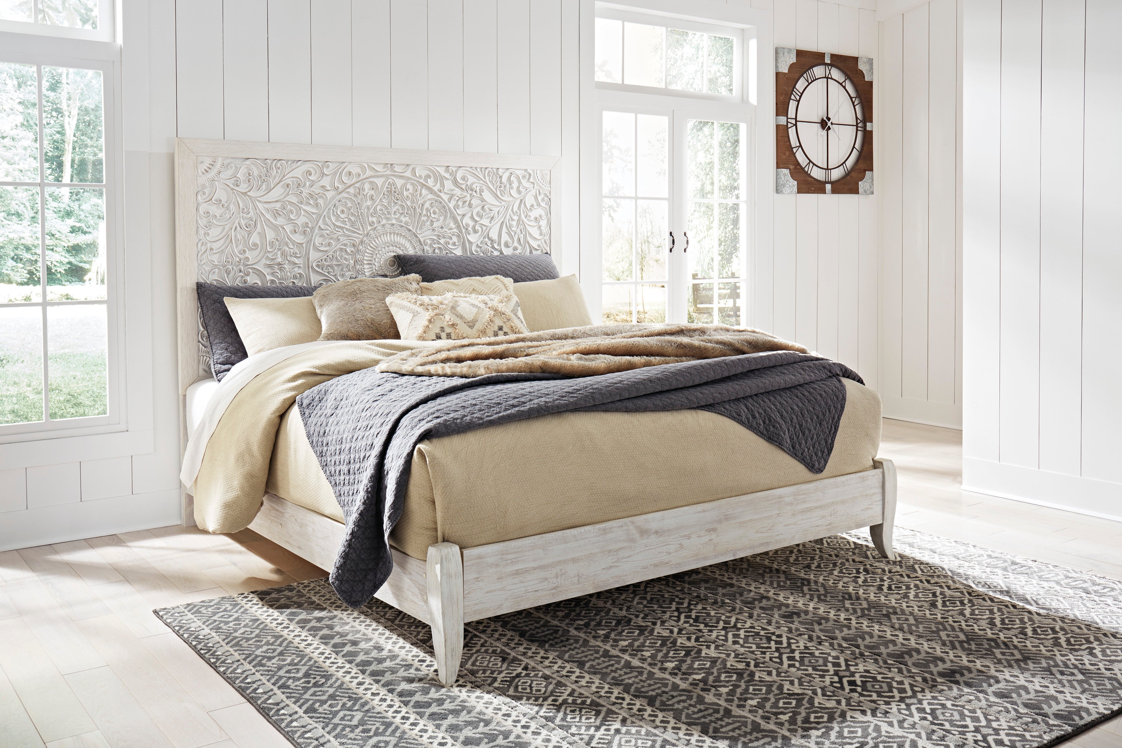 Paxberry Whitewash Panel Bedroom Set - SET | B181-54 | B181-57 | B181-31 | B181-36 - Bien Home Furniture & Electronics