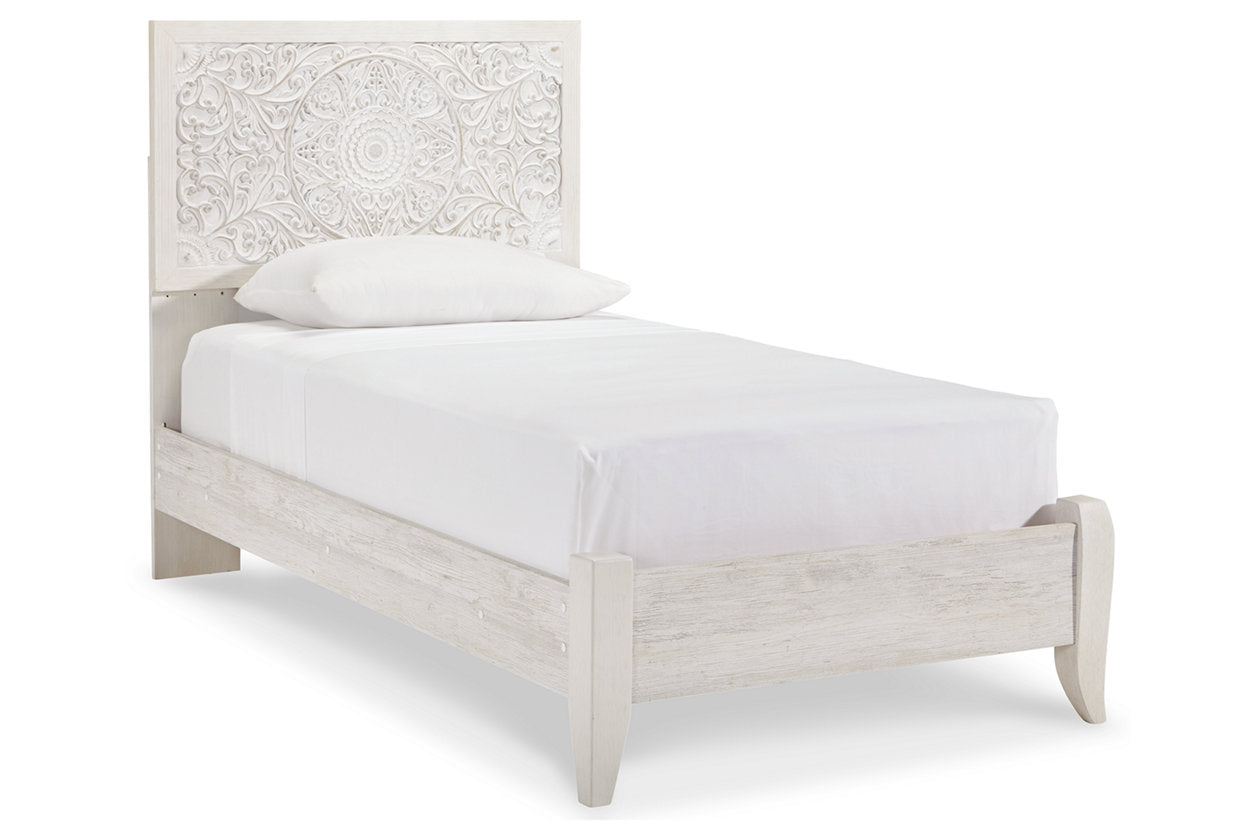 Paxberry Whitewash Twin Panel Bed - SET | B181-52 | B181-53 - Bien Home Furniture & Electronics