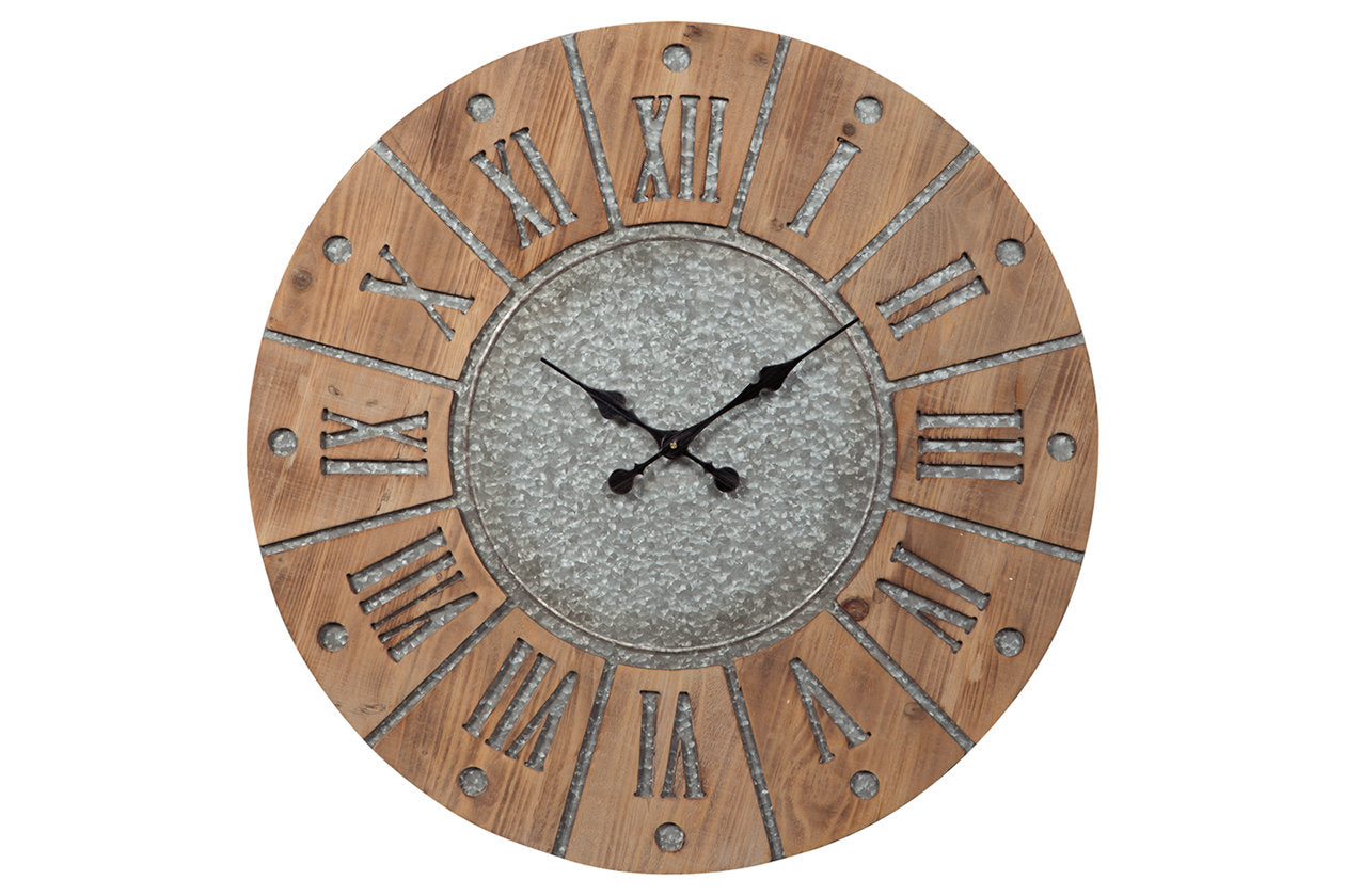 Payson Antique Gray/Natural Wall Clock - A8010076 - Bien Home Furniture & Electronics