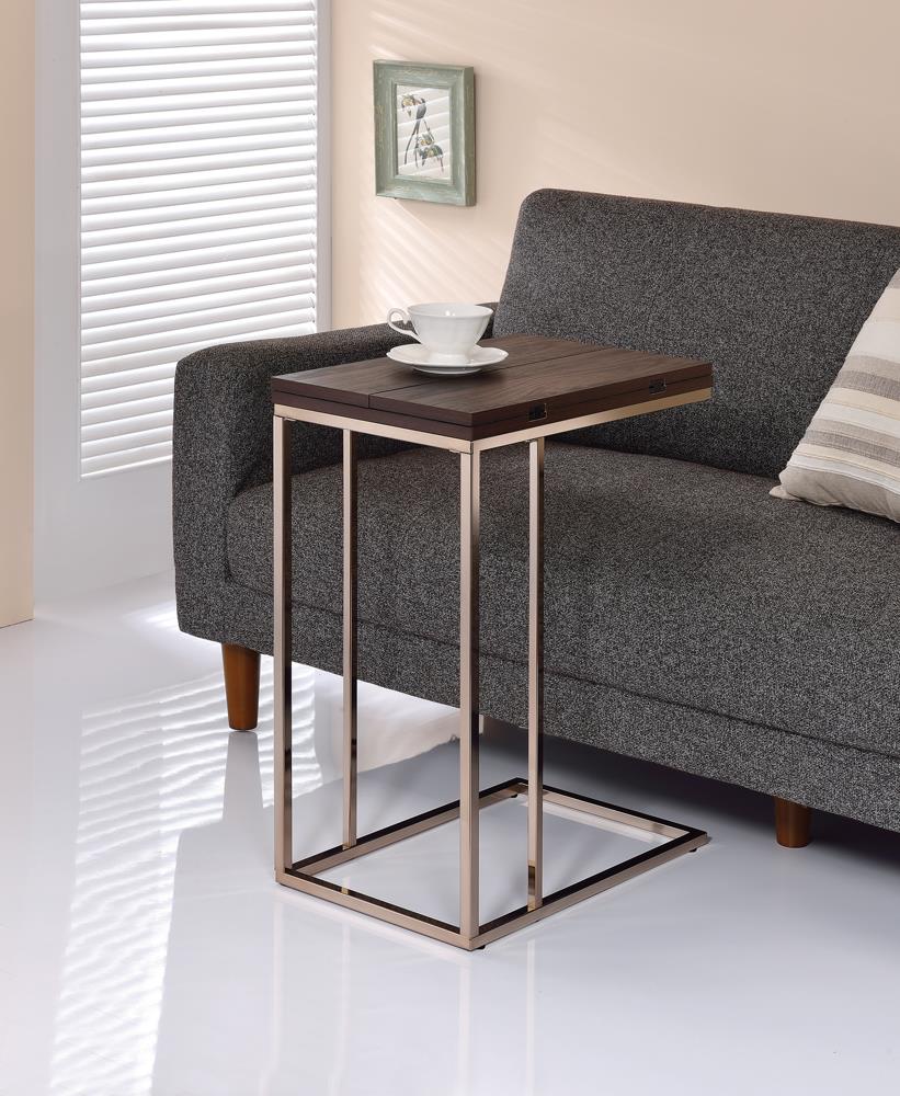 Pedro Chestnut/Chrome Expandable Top Accent Table - 902932 - Bien Home Furniture &amp; Electronics