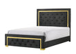 Pepe Black/Gold King Panel Upholstered Bed - SET | B9290-K-HBFB | B9290-KQ-RAIL - Bien Home Furniture & Electronics